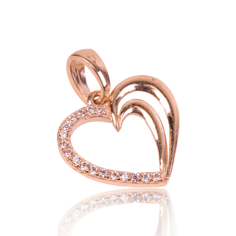 10k Rose Gold Heart With CZ Accent