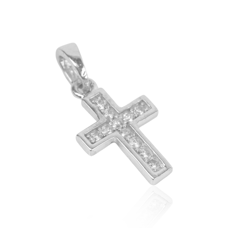 10k White Gold Cross