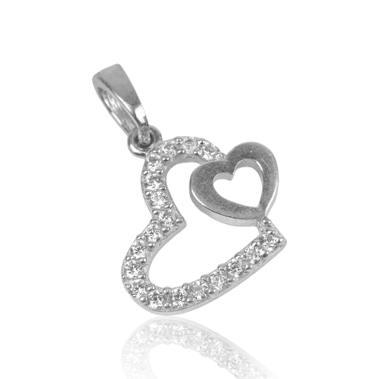 Double Heart CZ Pendant