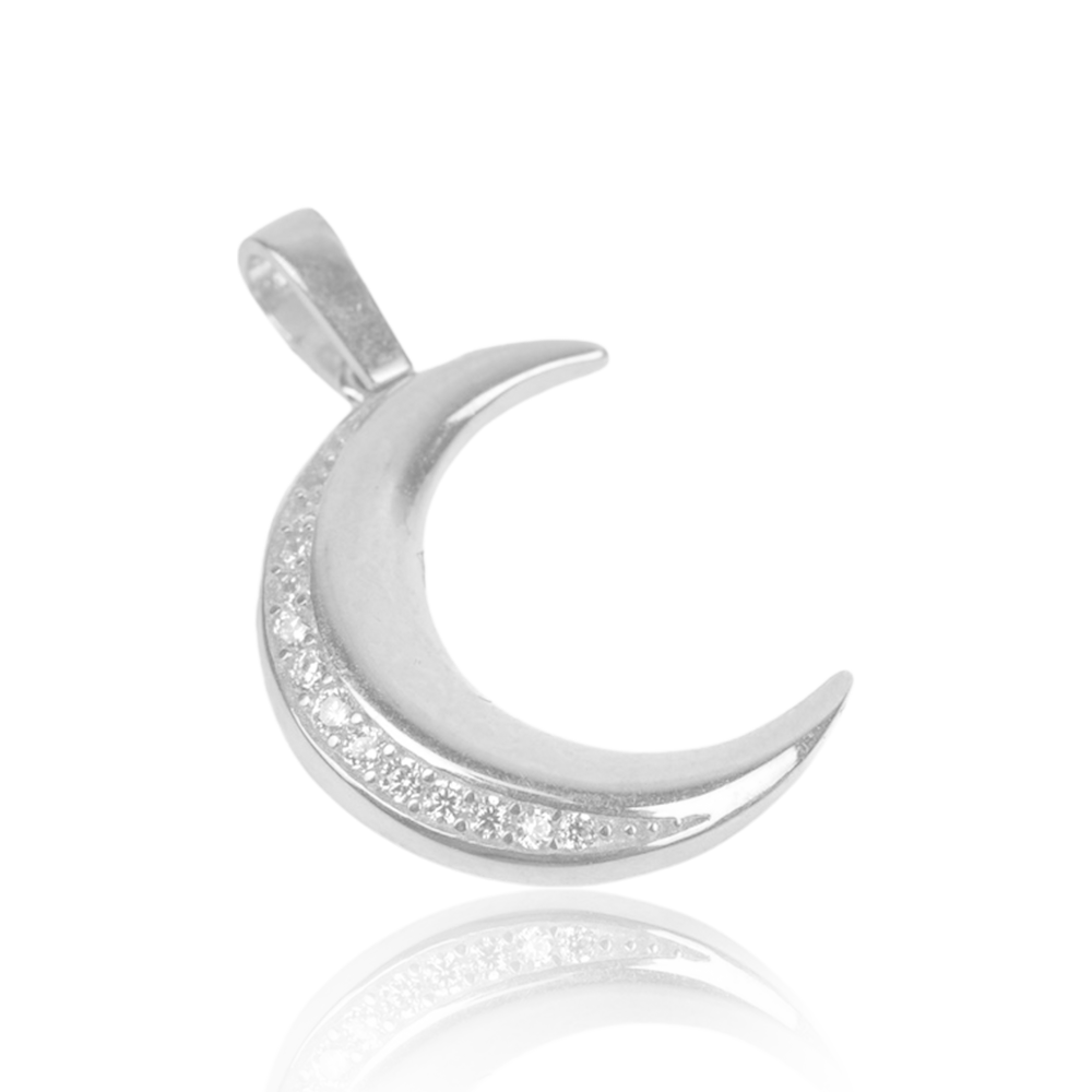 "The Moon" In White 10k Gold