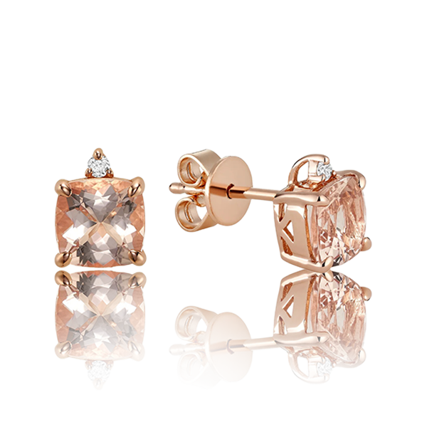 Solitaire Cushion Gemstone & Diamond Stud Earrings (11 Colors Available)