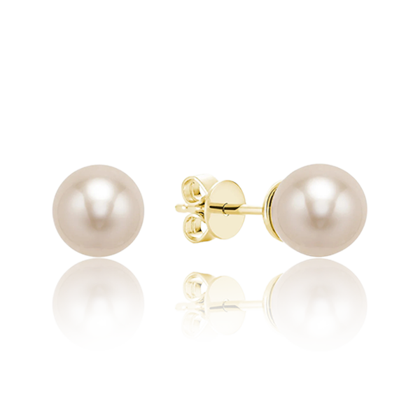 Pearl Stud Earrings In Yellow, White & Rose Gold