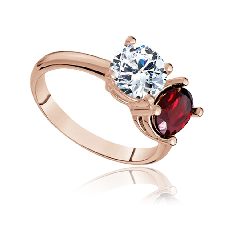 "Toi Et Moi" Oval Ruby & Round White Topaz