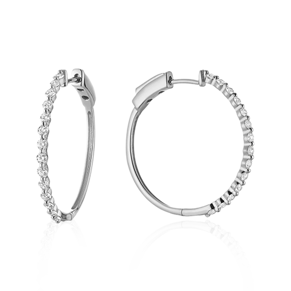 Diamond Hoop Earrings In Yellow Gold