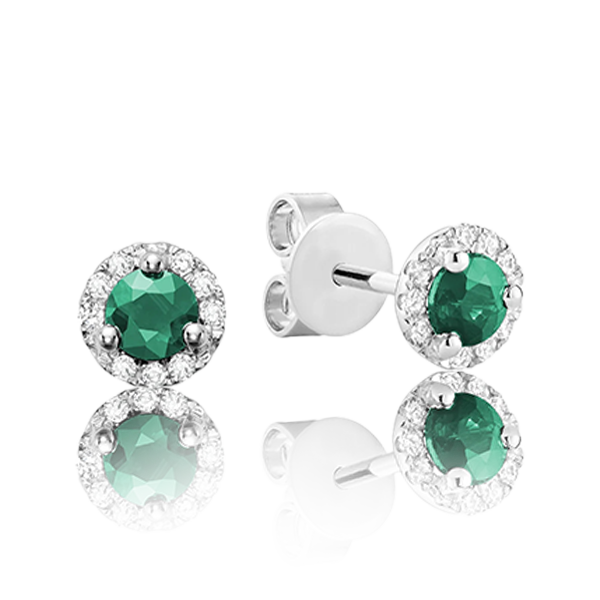 Precious Stone & Diamond Halo Stud Earrings (5 Colors Available)