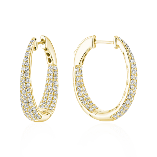 Pave Diamond Hoop Earrings (1.35 Ct. Tw.) In Yellow & White Gold