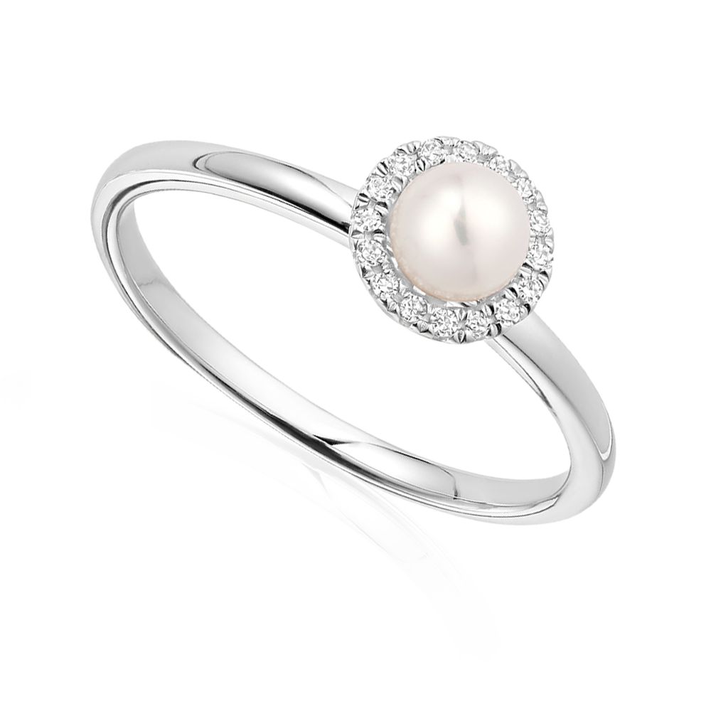 Freshwater Pearl & Diamond Ring