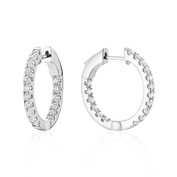 Diamond Hoop Earrings (0.98 Ct. Tw.) In White & Yellow Gold