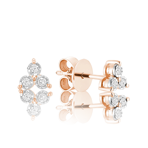 Trinity Illusion Diamond Stud Earrings