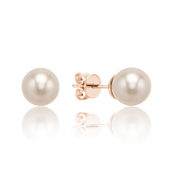 Pearl Stud Earrings In Yellow, White & Rose Gold