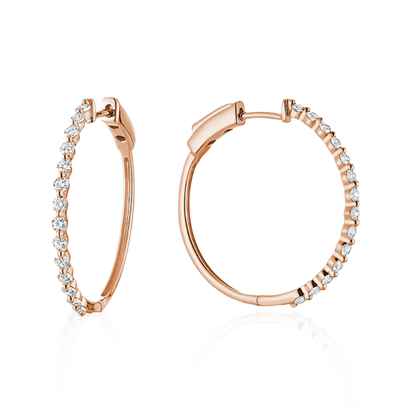 Diamond Hoop Earrings In Yellow Gold