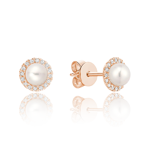 Freshwater Pearl & Diamond Halo Earrings