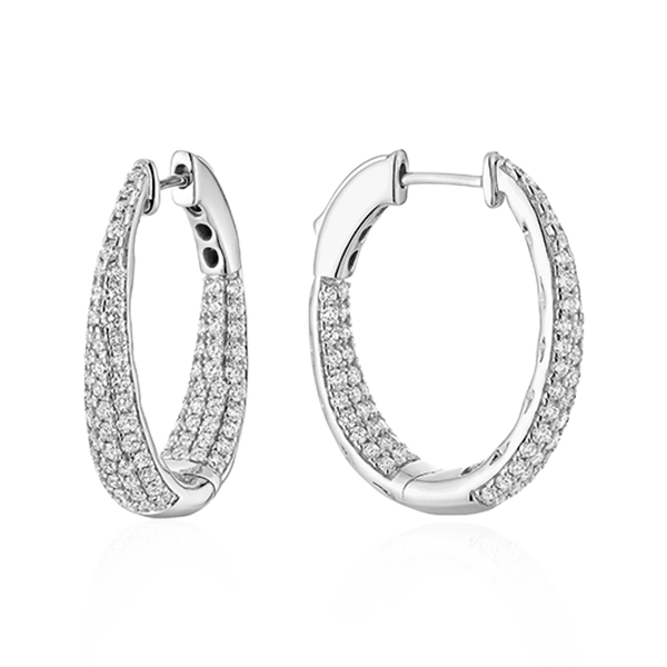 Pave Diamond Hoop Earrings (1.35 Ct. Tw.) In Yellow & White Gold