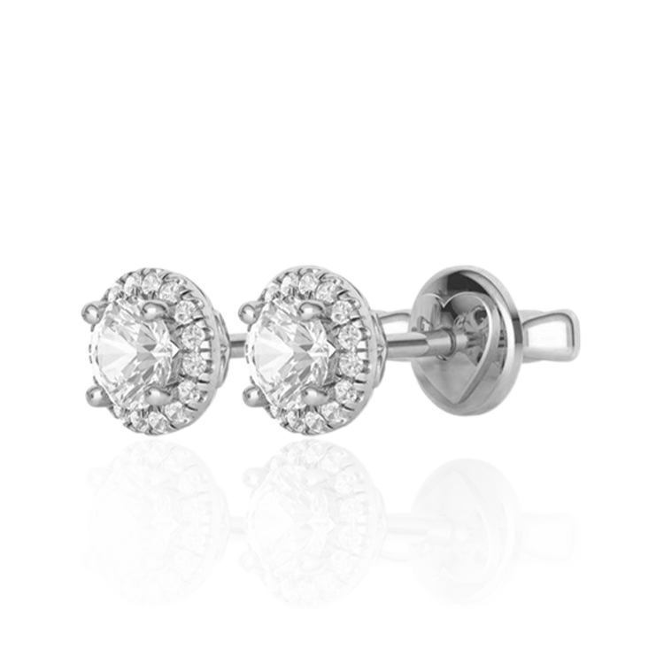 "Glamour Fireworks" Stud Halo Diamond Earrings ( 1Ct. Tw. )