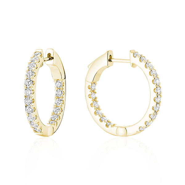 Diamond Hoop Earrings (0.98 Ct. Tw.) In White & Yellow Gold