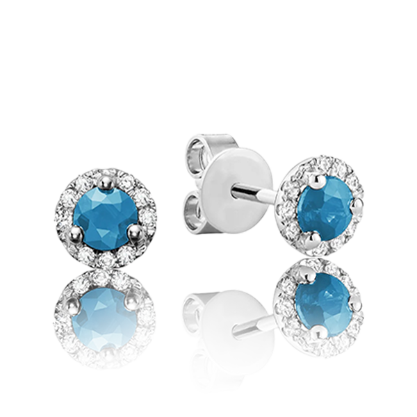 Precious Stone & Diamond Halo Stud Earrings (5 Colors)