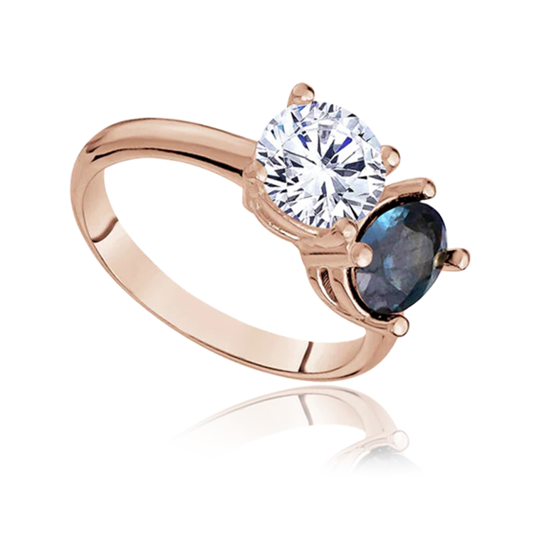 "Toi Et Moi" Blue Sapphire & White Topaz