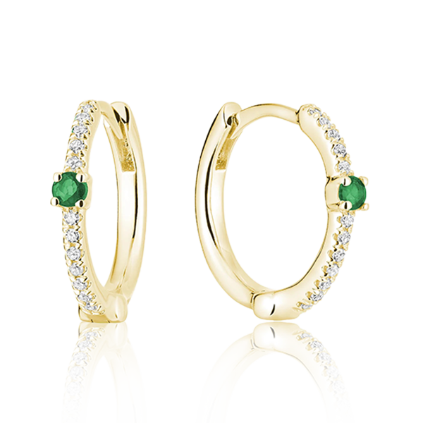 Precious Stones and Diamond Hoop Earrings