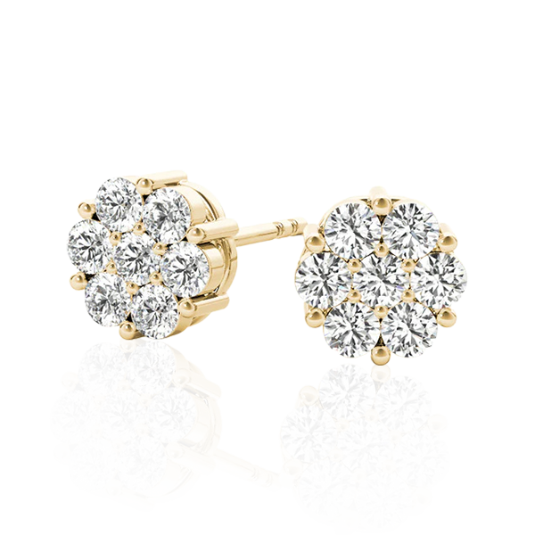 Golden Blossom Cluster Diamond Earrings