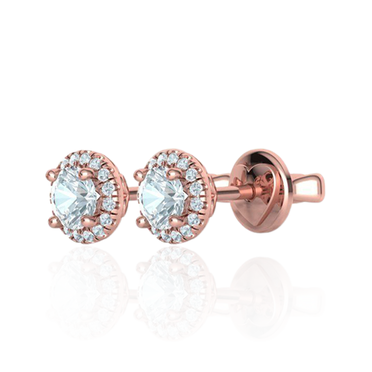"Glamour Fireworks" Stud Halo Diamond Earrings ( 1Ct. Tw. )