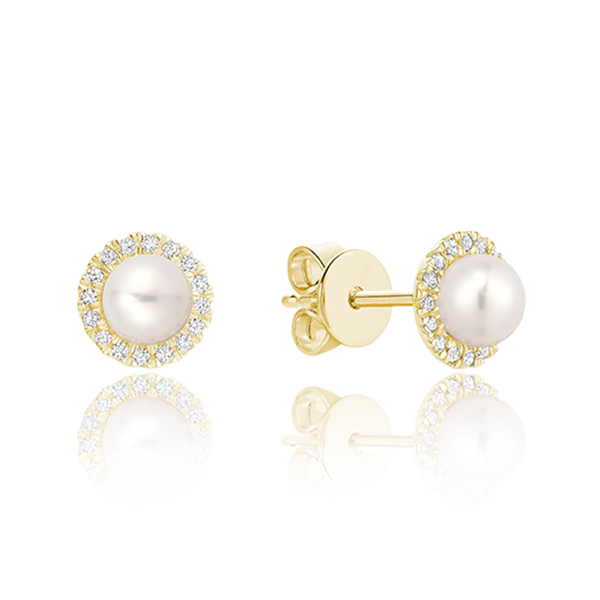 Pearl & Diamond Halo Earrings