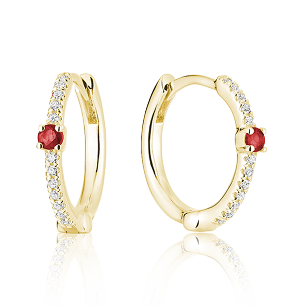 Precious Stones and Diamond Hoop Earrings