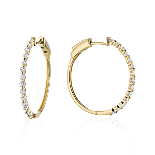 Diamond Hoop Earrings In Yellow Gold