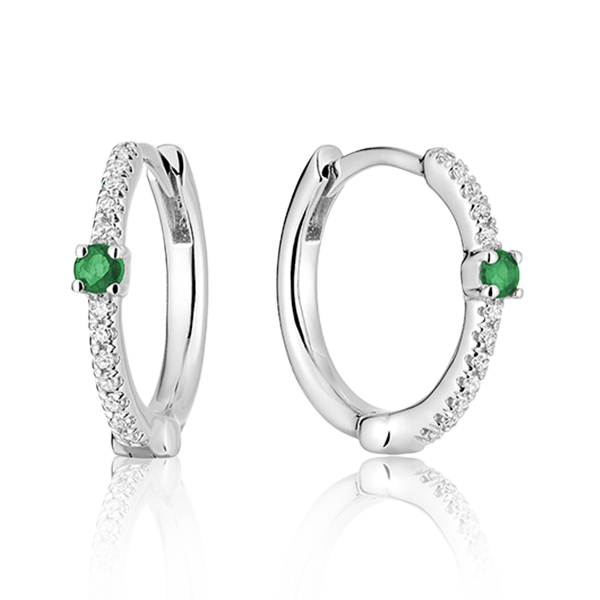 Precious Stones and Diamond Hoop Earrings