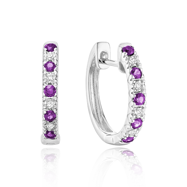 Precious Stones & Diamond Huggie Earrings