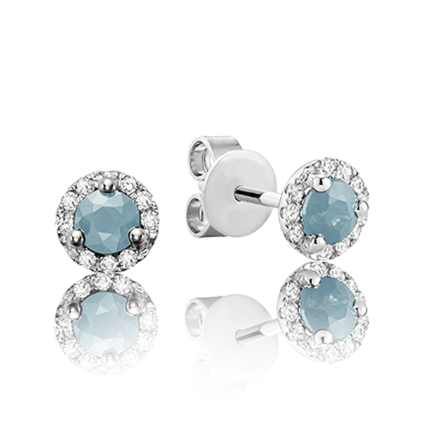 Precious Stone & Diamond Halo Stud Earrings (5 Colors)