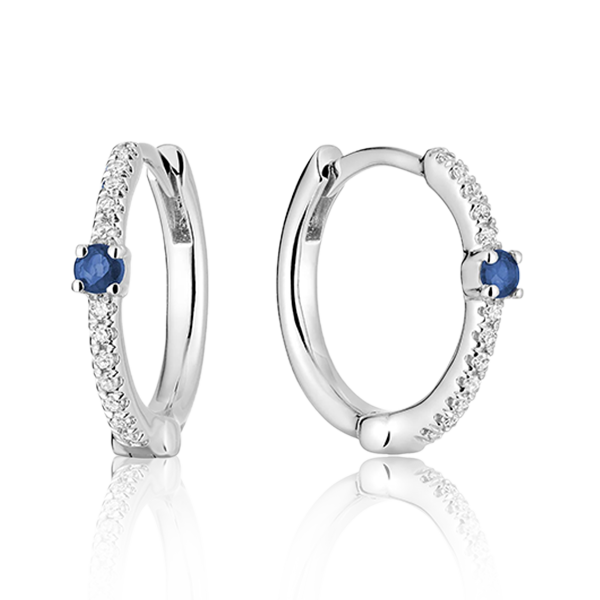 Precious Stones and Diamond Hoop Earrings