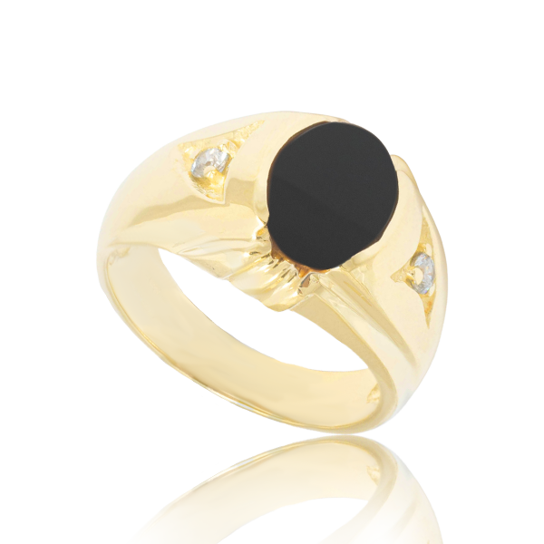 Elegant Tiger Eye Men's Gold Ring