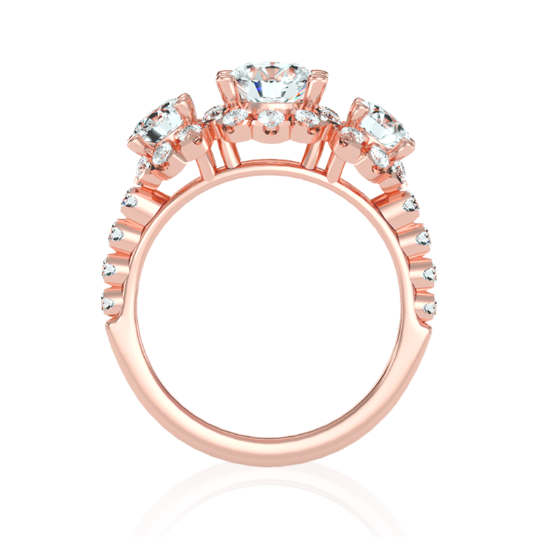 Luxury Trilogy Diamond Ring In Rose Gold