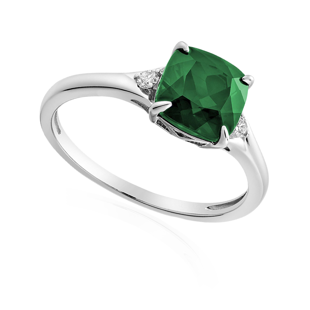 "Simulated Emerald" Diamond Ring