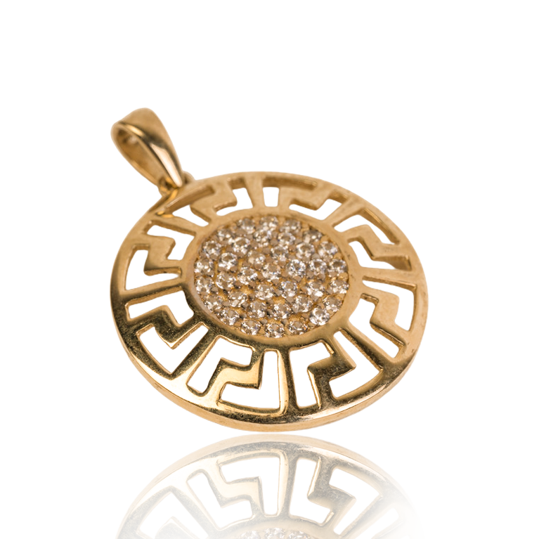 Gold Round Greek Pattern In 10k Gold