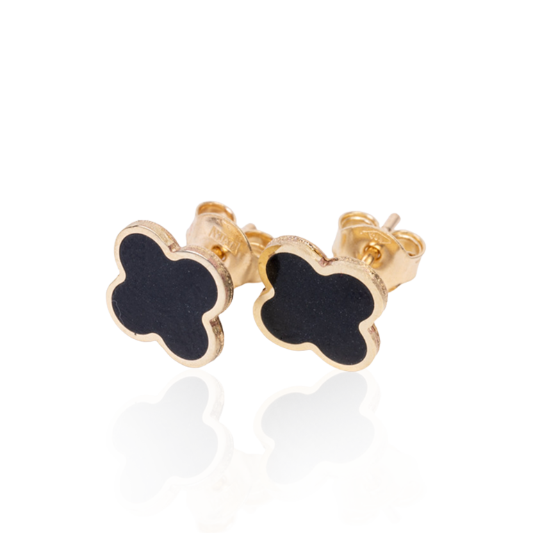 Onyx Clover Stud Earrings