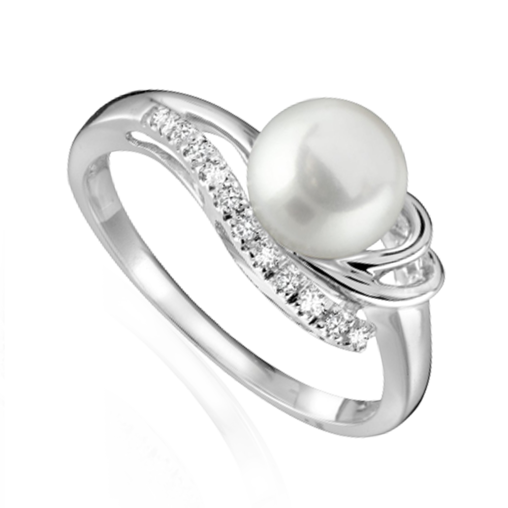 Freshwater Pearl & Diamond Ring