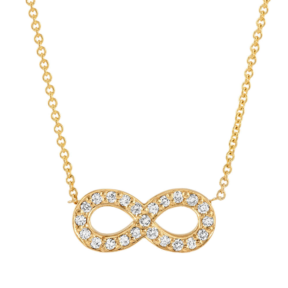 “Eve” 14-karat gold infinity sign necklace with diamonds