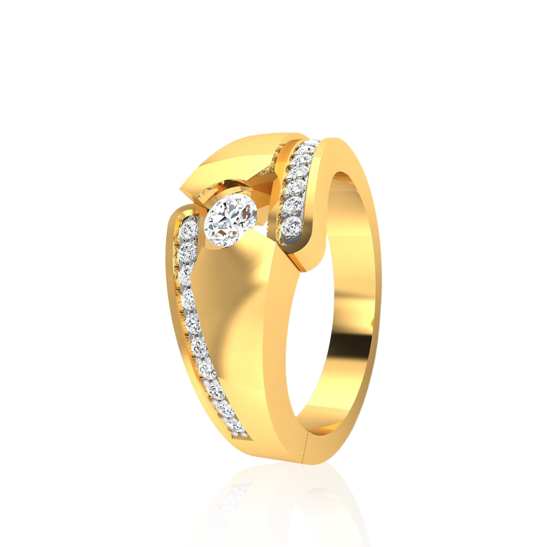 Graceful Solitude Ring In 14k Yellow Gold