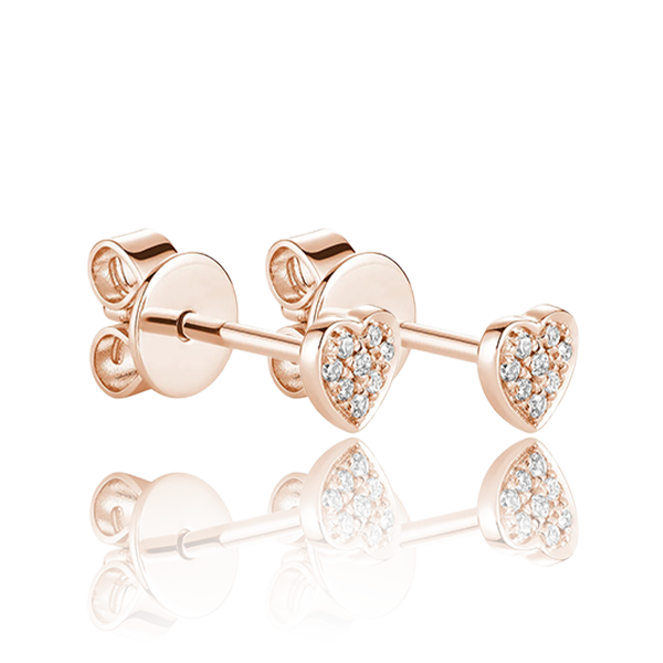 Heart Diamond Stud Earrings