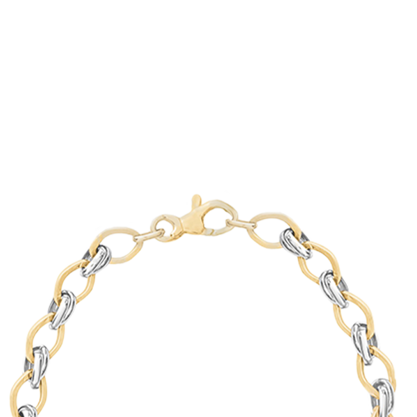 2-Tone Link Chain Desingner Gold Bracelet