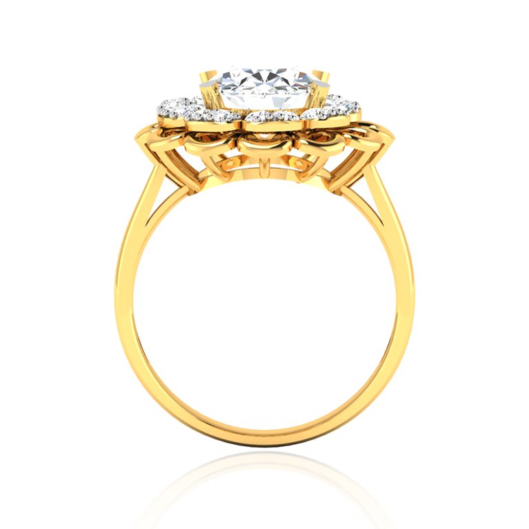 "Gilded Blossom" Luxury Flower Halo Lab Diamond Ring ( 2.85 Ct. Tw. )