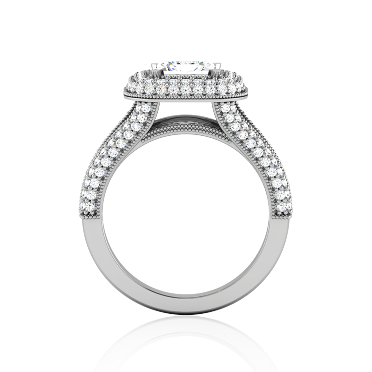 Modern Halo Diamond Solitaire in White Gold ( 2.25 Ct. Tw. )