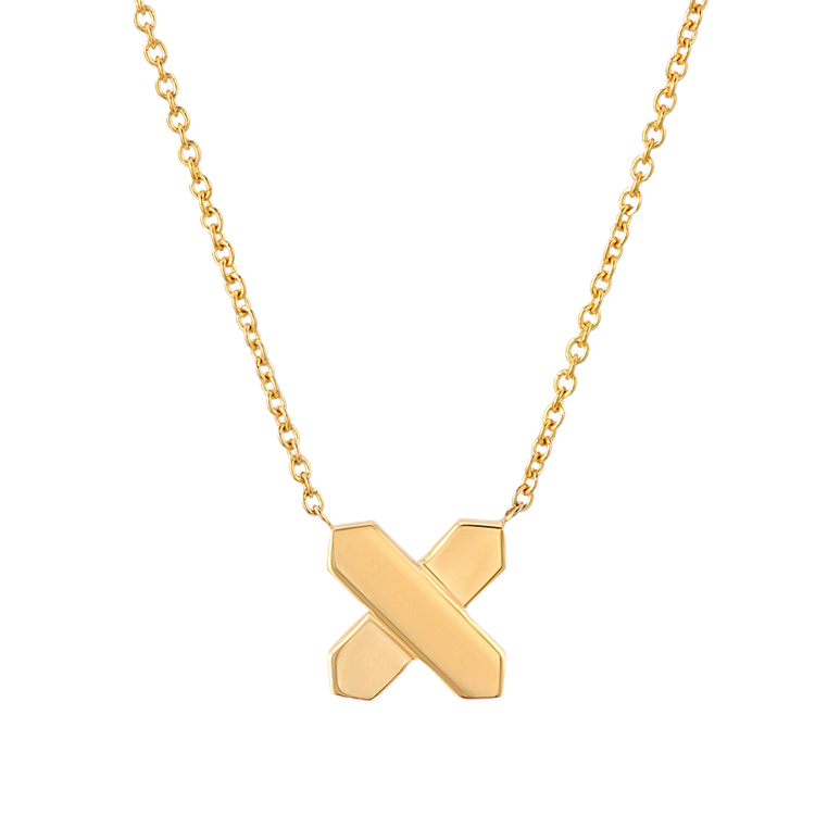 “Equis” 14-karat gold X necklace