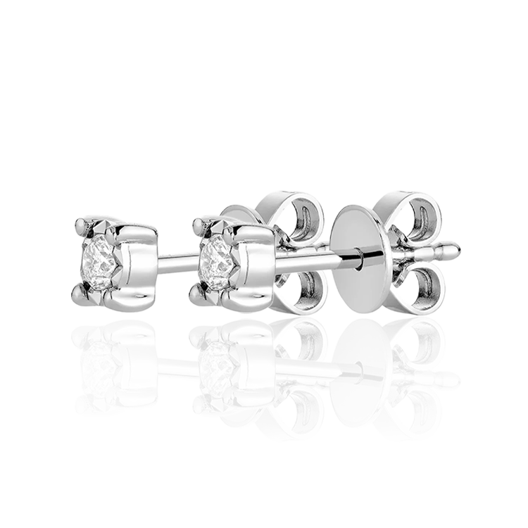 2 Tone Diamond Stud Earrings