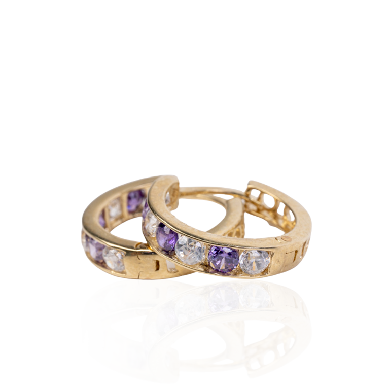 Amethyst CZ Huggies Earrings