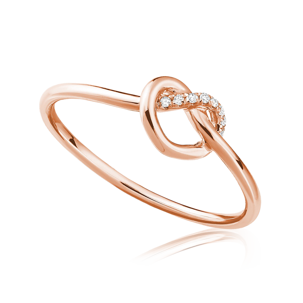 Knot Diamond Heart Ring