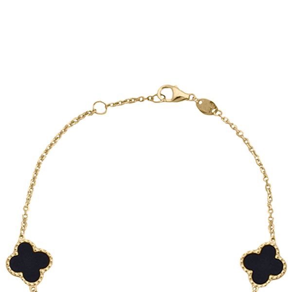 Black Onyx Triple Clover Bracelet