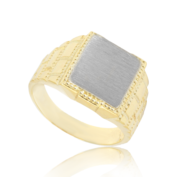 Man Millgrain Contour Ring In Yellow Gold