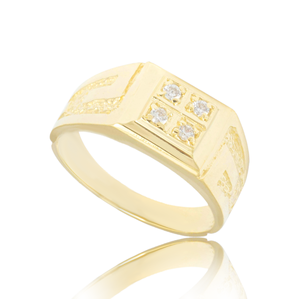 4 CZ Stone Men's Gold ring